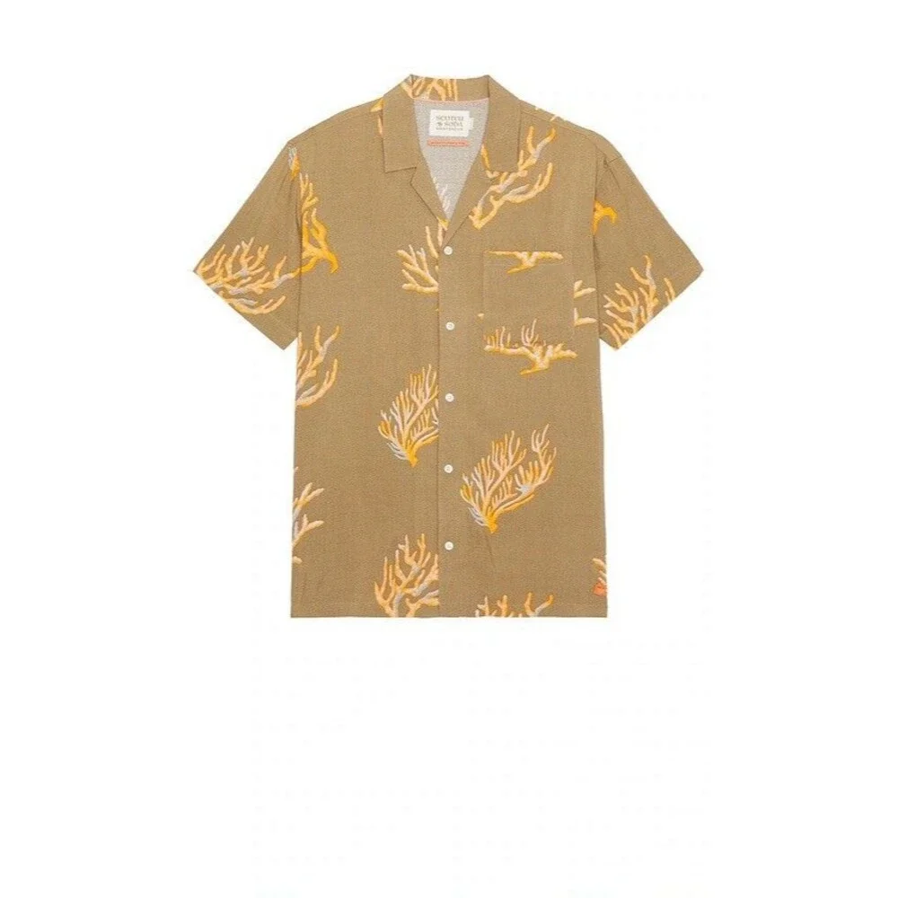 Scotch & Soda Amsterdam Men's All Over Print Short Sleeve Button up Shirt XL